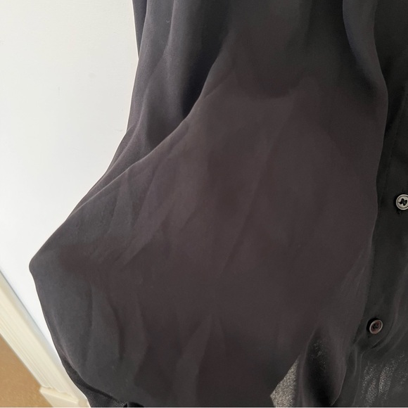 H&M Black Silky Long Sleeve Semi‎ Sheer Dress Shirt - Picture 3 of 7